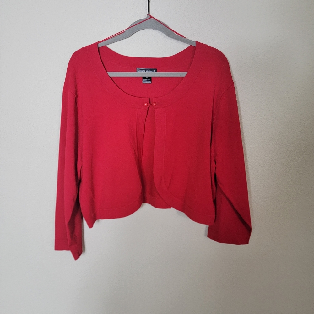 Jessica Howard Red Cropped Blouse with Relaxed Fit